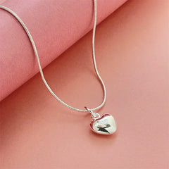 925 Sterling Silver Heart Pendant - Minimalist Fine Jewelry - Gift for Her
