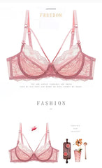 Logirlve Wholesale 3PCS Sexy Underwear Woman Lace Bras Hollow out Ultrathin Bra Women's lingerie Big Size Bra
