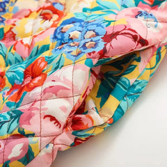 UNIZERA 2023 Autumn New Product Women's Fashion Versatile Round Neck Stripe Spliced Print Retro Quilted Cotton Coat