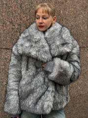 Fashion Warm Long Sleeves Lapel Coats Elegant Thicken Fur Coat For Women Casual Solid 2025 Winter New Lady Faux Fur Coat Street