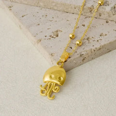 1Pc Temperament Fashion Summer Beach Blue Marine Life Sea Horse Shell Turtle Mini Fish Bead Necklace Classic Clavicle Chain