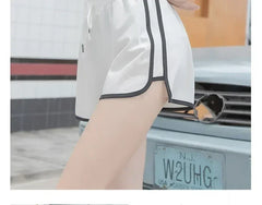 Women Striped Casual Shorts Korean Harajuku Loose All Match Sports Shorts Summer Fashion Simple Yoga Thin Mini Shorts Female