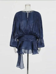 Women's A-Line Mini Dress with Long Sleeves & Empire Waist