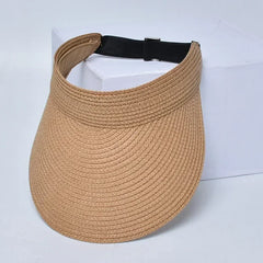 Spring and Summer Women's Outdoor Sunshade Straw Hat Fashion Empty Top Duck Tongue Hat Big Brim Cap G37
