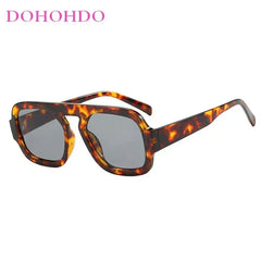 DOHOHDO 2025 Fashion Square Sunglasses Women New Retro Black Brown Thick Frame Pilot Sun Glasses Woman Chic Polygon Shades UV400