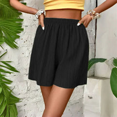 Women High Waist Solid Shorts 2025 Spring Summer New Fashion Pant Lady Casual Outfit Short Pants Beach Holiday Simple Clothing