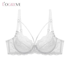 Logirlve Wholesale 3PCS Sexy Underwear Woman Lace Bras Hollow out Ultrathin Bra Women's lingerie Big Size Bra