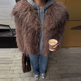 Warm Fluffy Faux Fur Cardigan Coats Women's Winter Turn-down Collar Full Sleeve Overcoat 2025 Autumn New Lady Solid Streetwear