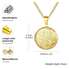 Vnox Stainless Steel Heart Locket Necklace Pendant with Photo Frame, Elegant Gold Plated Design Womens Gift