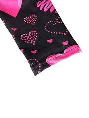 Women’s Long Sleeve Valentine Day Jumpsuit Bodycon V Neck Heart Lip Print Button Down Short Romper Indoor Sleepwear