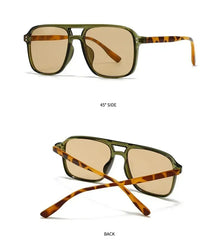 SO&EI Fashion Double Bridges Square Rivets Women Sunglasses Retro Men Gradient Shades UV400 Sun Glasses