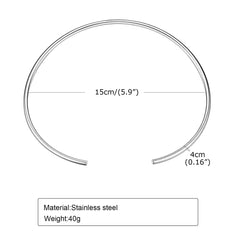 Choker Neck Cuff for Women, Open Collar Choker Torques Necklace Adjustable ,Simple Stainless Steel Jewelry