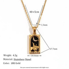 YILUOCD Original Zirconia Tarot Card Necklace Classic Tarot Queen Lover Magician Moon Wealth Amulet Stainless Steel Jewelry