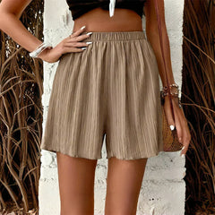 Women High Waist Solid Shorts 2025 Spring Summer New Fashion Pant Lady Casual Outfit Short Pants Beach Holiday Simple Clothing