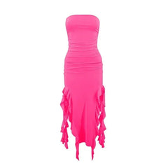 BWQ Long Dresses For Women Slit Sexy Bodycon Sleeveless Jellyfish Dress Hot Girls Fashion Off The Shoulders Maxi Dress Woman