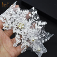 K03 2 PCS Sexy Lace Flower Crystal Pearls Wedding Garter Belt Thigh Ring Bridal Leg Garter Stocking Garter Belt Girl Women