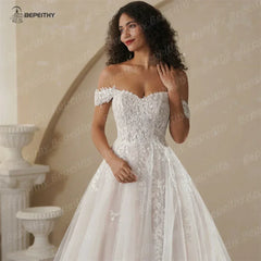 Boho Champagne Wedding Dress | Custom A-Line Bridal Gown -femstylo