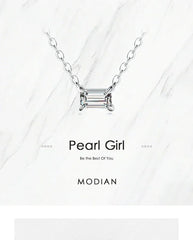 Modian Genuine 925 Sterling Silver Fashion Charm AAA Zirconia Pendant Necklace For Women Silver Female Necklaces Fine Jewelry