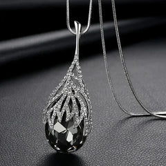 New Arrival Long Necklaces for Women 2024 Fashion Gray Crystal Choker Collier Femme Statement Necklaces & Pendants Accessories