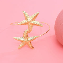 New Fashion Golden Alloy 2 Starfish Arm Bracelet for Women Summer Beach \Dance Party Cuff Bracelets Jewlery Accessories Gifts