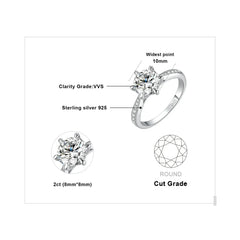 JewelryPalace Moissanite D Color 0.5ct 1ct 1.5ct 2ct 3ct Round S925 Sterling Silver Wedding Engagement Ring for Women