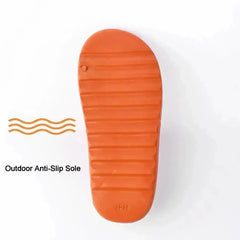 Platform Pillow Slides for Women - Orange Chunky Shower Slippers - Femstylo