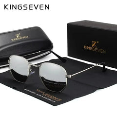 KINGSEVEN Fashion Women Polygon Sunglasses Men Polarized UV400 Sunscreen Round Thin Frame Glassses Luxury Causal Driving Eyewear