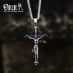 Beier 2022 New Creative Design Jesus Cross Pendant For Men Punk Hip Hop Skull Christian Jewelry Wholesale