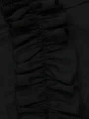 Sexy Night Sleeveless Off Shoulder Wooden Ear Edge Ruffles Bodycon Split Red Midi Dress Women Evening Birthday Party Vestidos