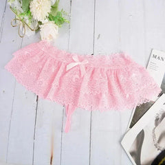 Women Sexy Lace Panties Ruffle Trim Lingerie Briefs Soft Comfortable Briefs Lolita Pink White Black