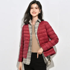 Lightweight Down Jacket Women's Autumn and Winter 2025 New Short Slim-fit V-neck Round Neck Mother's Wear All-match Warm Jacket