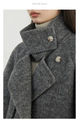 CHIC VEN Women Woolen Coats Loose Stand Collar Double-sided Overcoat Female Outerwear Office Ladies Clothing Autumn Winter 2024