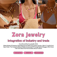 Zora Colorful Summer Holiday Style Conch Pendant Necklace Women's 18K Gold-plated Stainless Steel Multi Charm Fashion Jewelry