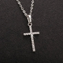 Luxury Zircon Cross Pendants Necklace Fashion Light Golden Silver Color for Men Women Jewelry Chain Accessory