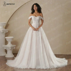 Boho Champagne Wedding Dress | Custom A-Line Bridal Gown -femstylo