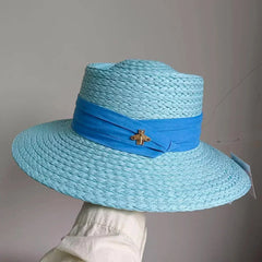 Summer Straw Hat 2024 New Flat Top French Straw Hat Elegant Women's Outdoor Vacation Sun Hat Summer Hat 모자 gorras beach