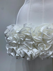 Women Evening Bandage Dress Strapless Bodycon Flowers Mini Celebrity Sexy Birthday Party Dresses Photo Shoot Nightclub Outfit