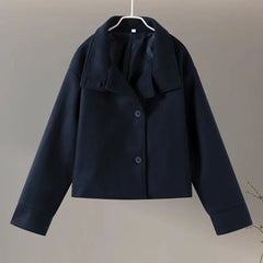 Stand Collar Women Winter Woolen Coats 2025 Autumn Single Breasted Loose Female Long Sleeve Jacket Office Lady Street Short Coat
