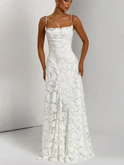 Mozision Spaghetti Strap Backless Sexy Maxi Dress Women Gown Fashion Off-shoulder Sleeveless Lace-up Evening Club Party Dress