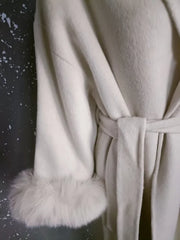 UCXQ Elegant OL Office Lady Overcoats Fur Patchwork Long Sleeve Woolen Coat Beautiful Women's Clothing Jacket Autumn 2025 Spring