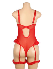 Comeondear Suspenders Women Teddy Leotard Sexy Plus Size Rompers Lingerie Underwire Lace Garter Bodysuits Slim Jumpsuit Pajamas