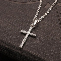 Luxury Zircon Cross Pendants Necklace Fashion Light Golden Silver Color for Men Women Jewelry Chain Accessory
