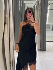 Women’s Asymmetrical Sling Dress - V-Neck Party Wear Spring 2025