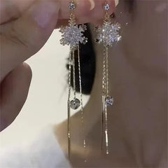 Green Shiny Zircon Flower Drop Earrings For Women Luxury Crystal Long Tassel Ear Line Hanging Earring Girls Wedding Jewelry Gift
