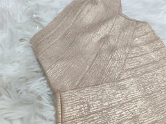 High Quality Celebrity One Shoulder Foiling Gold Print Rayon Bandage Dress Elegant Club Party Dress Vestidos