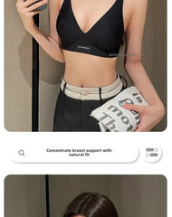 MOYISU Lingerie Women's Summer Traceless Small Bra Pull Together No Underwire Jelly Bar Soft Support Tuck Back Bra Cover