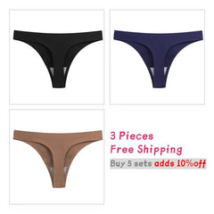 WarmSteps 3Pcs/Set Women's Sexy Thongs Seamless Yoga Panties for Woman S-XXXL Plus Size G Strings Thongs Femme Tangas Low Rise