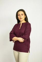 Dark Plum linen oversize top - Femstylo