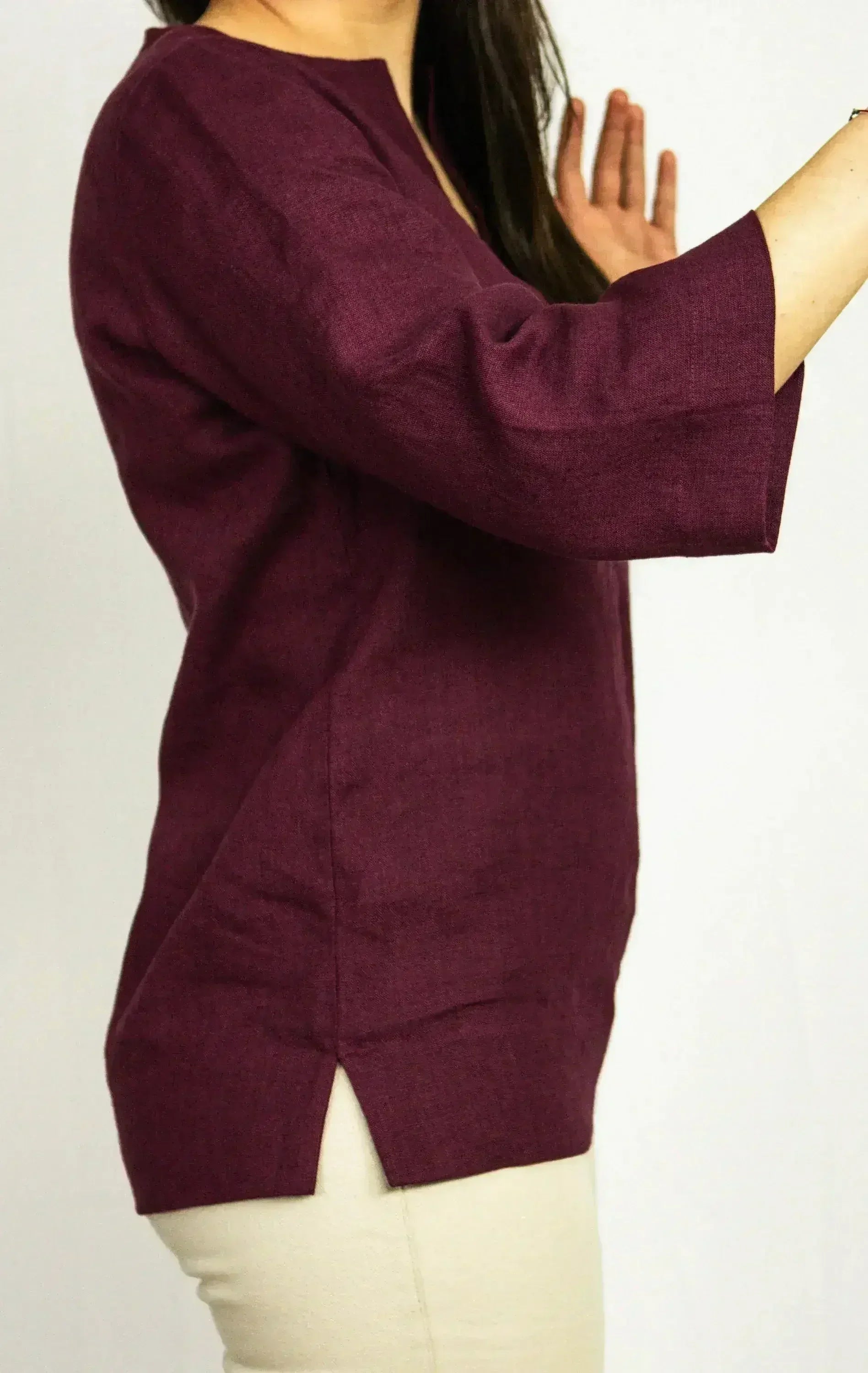 Dark Plum linen oversize top - Femstylo