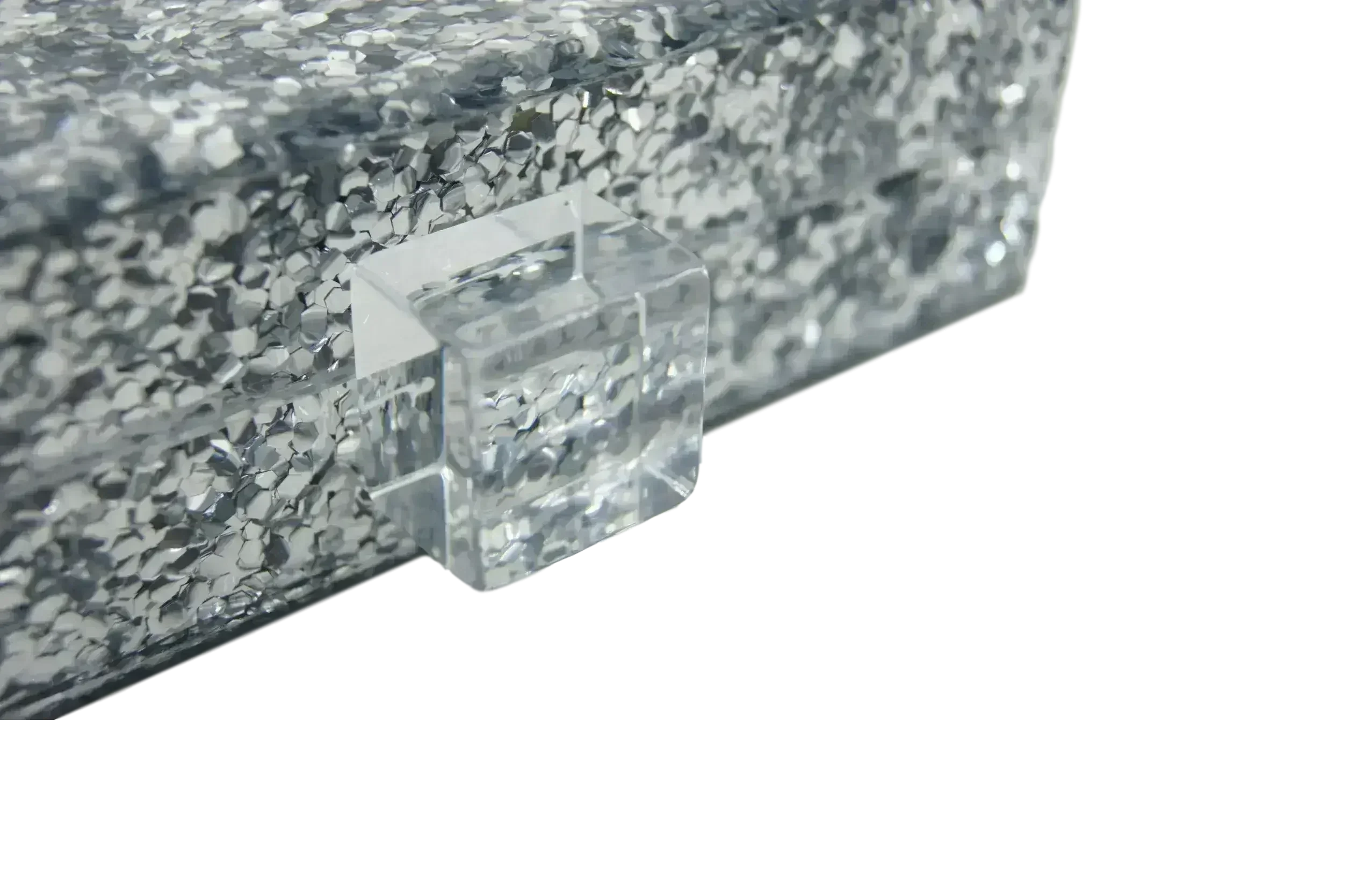 Silver Glitter Acrylic Box Clutch - Femstylo